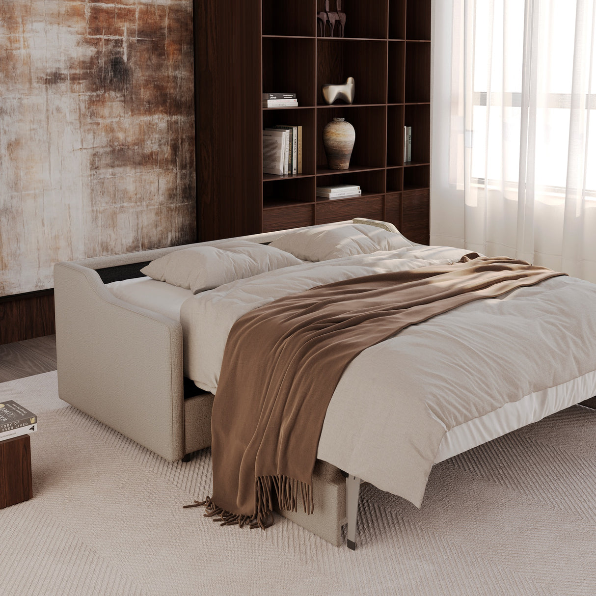 Carnell Queen Size Sofa Bed with Slope Arms