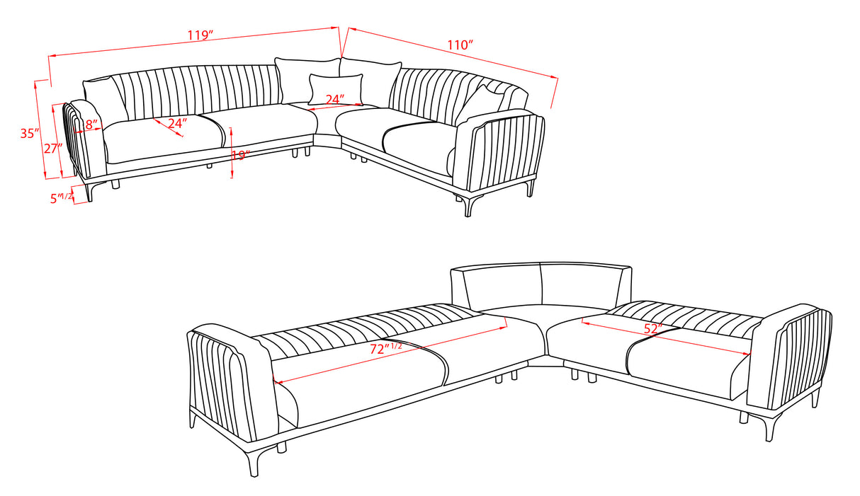 Opera Convertible Sectional Sofa with Storage