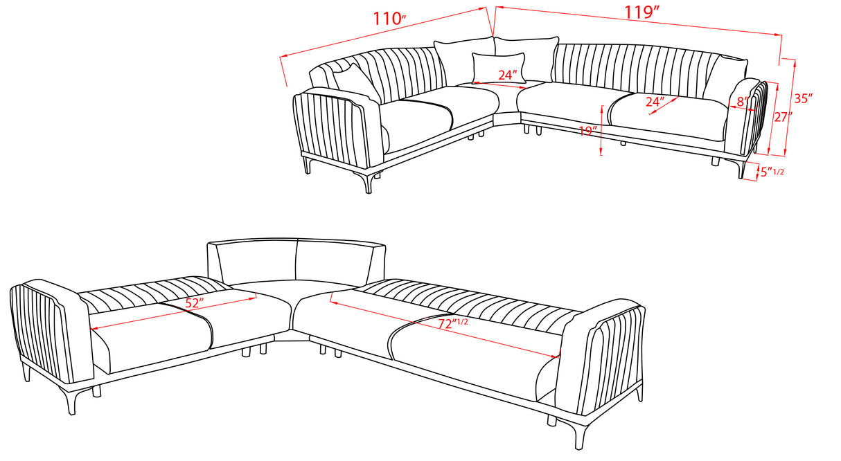 Opera Convertible Sectional Sofa with Storage