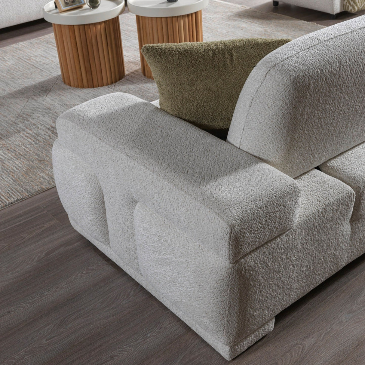 Pablo Modern Sofa & Loveseat Set (White Boucle)