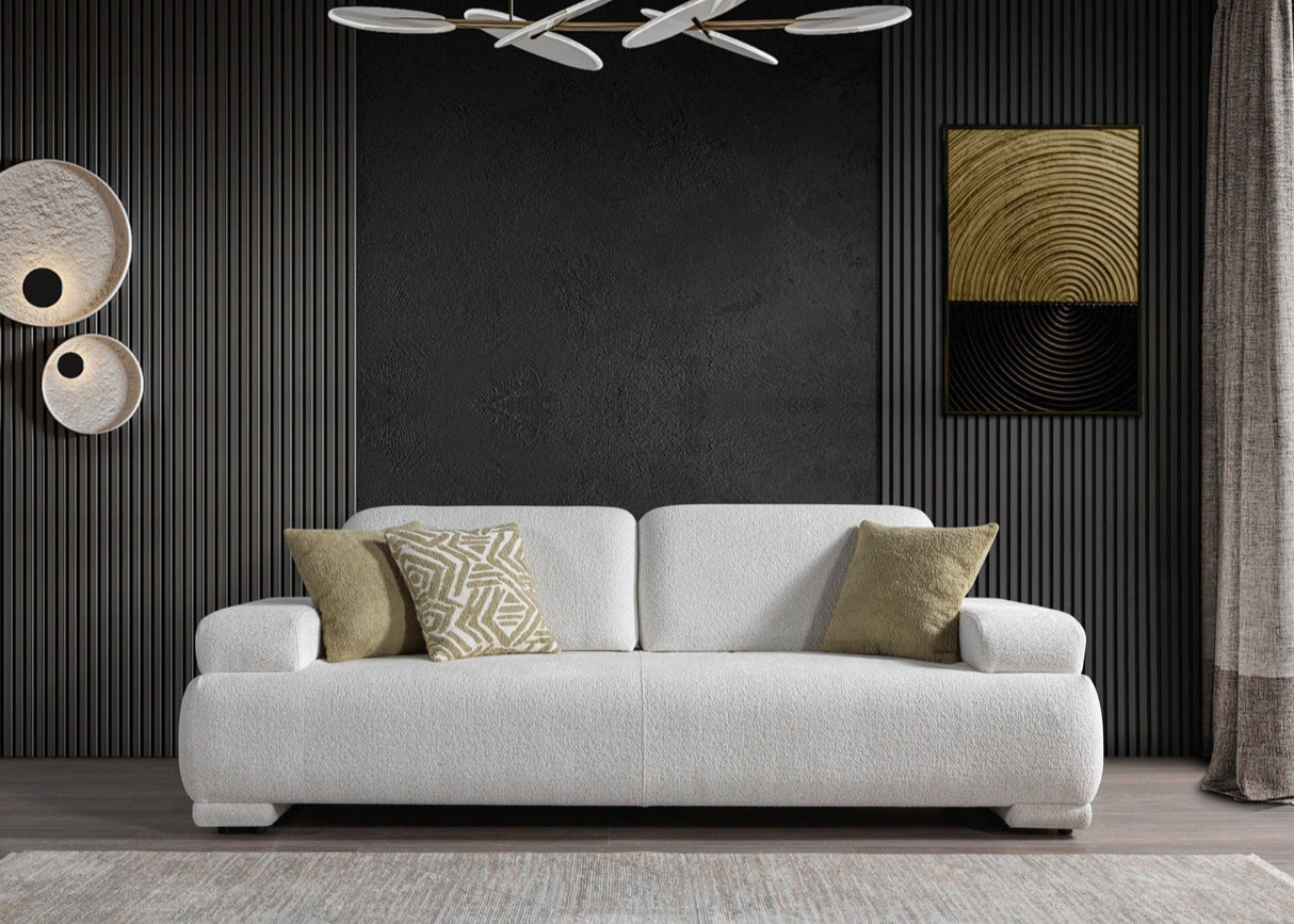 Pablo Modern Sofa & Loveseat Set (White Boucle)