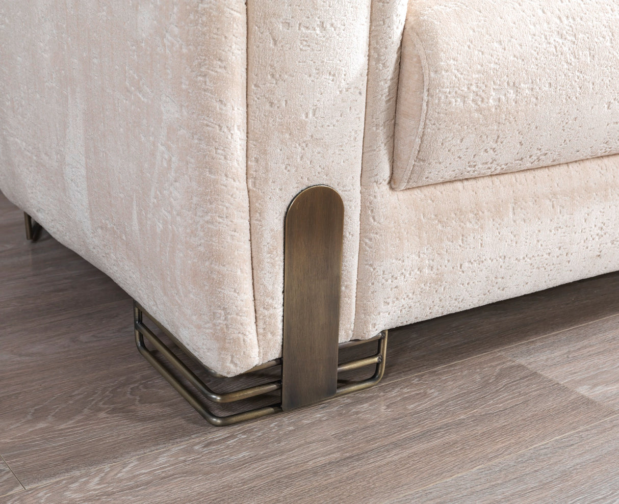 Trento Modern Sofa & Loveseat Set (Ivory Boucle)