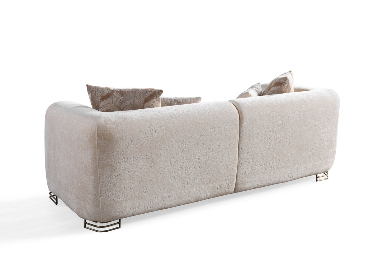 Trento Modern Sofa & Loveseat Set (Ivory Boucle)