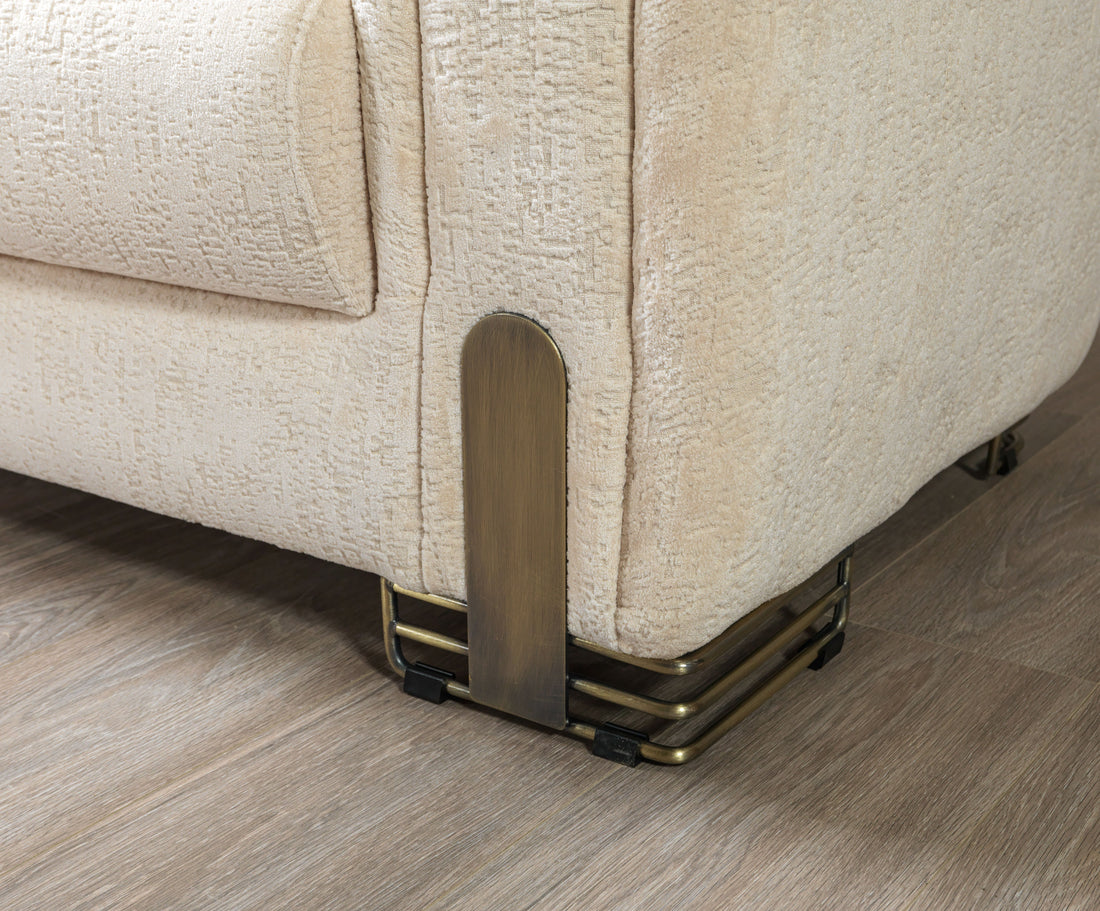 Trento Modern Sofa & Loveseat Set (Ivory Boucle)