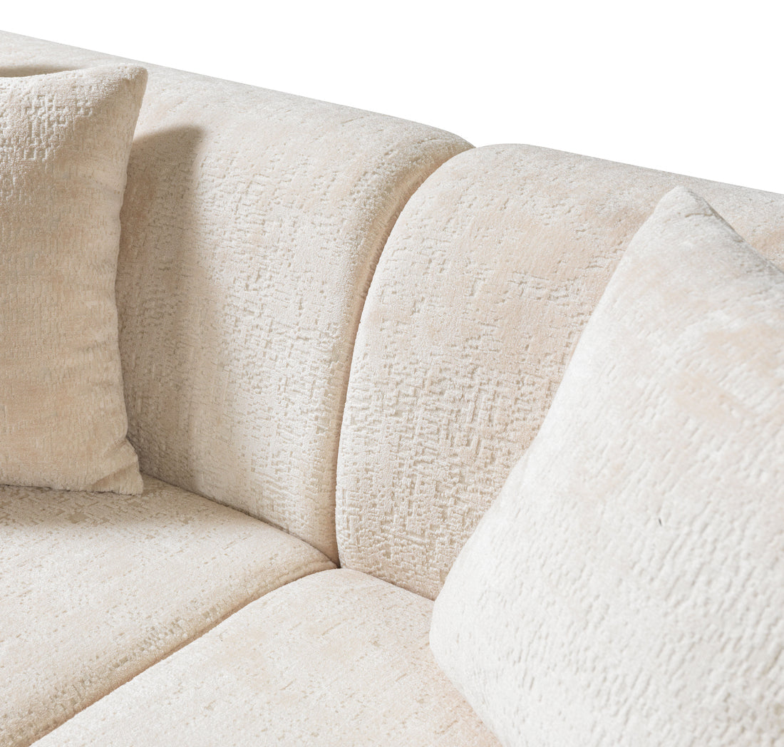 Trento Modern Sofa & Loveseat Set (Ivory Boucle)