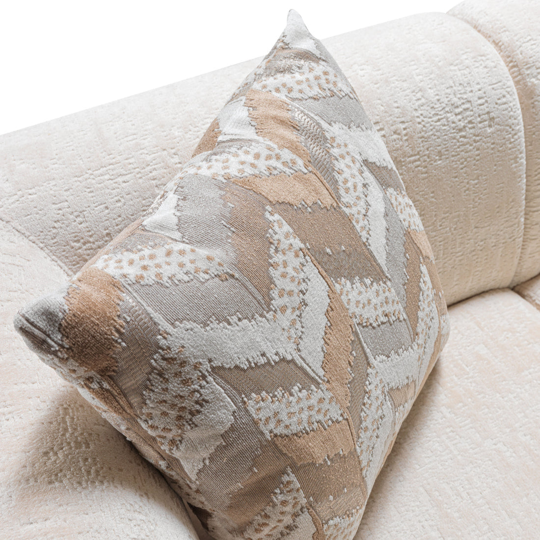 Trento Modern Sofa & Loveseat Set (Ivory Boucle)