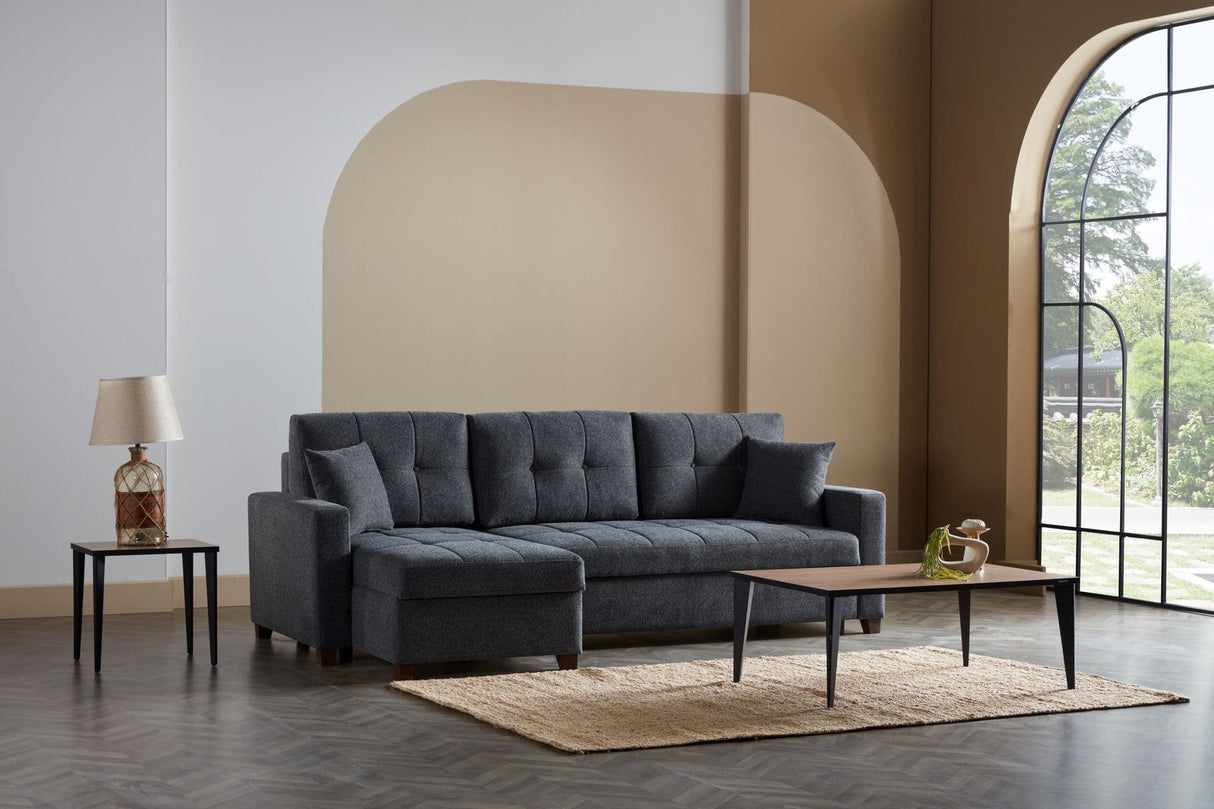 Mocca Modern Convertible Compact Sectional Sofa with Storage