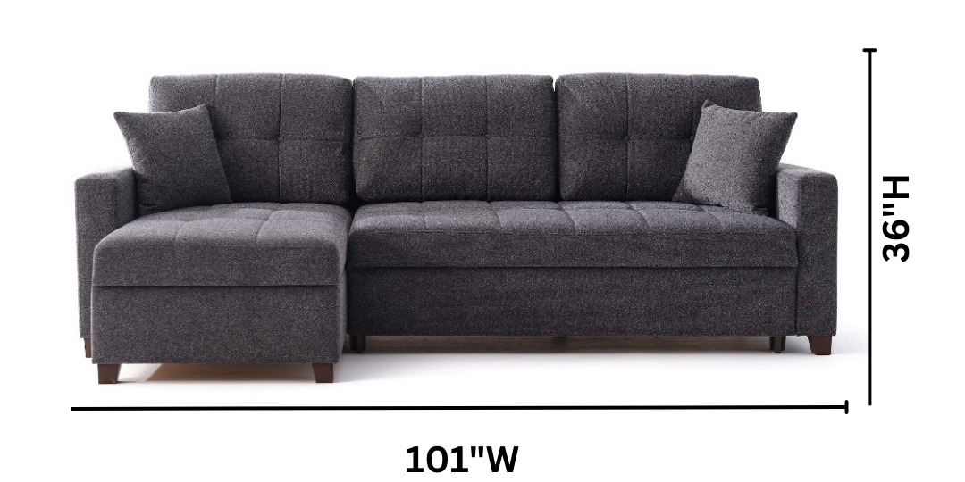 Mocca Modern Convertible Compact Sectional Sofa with Storage